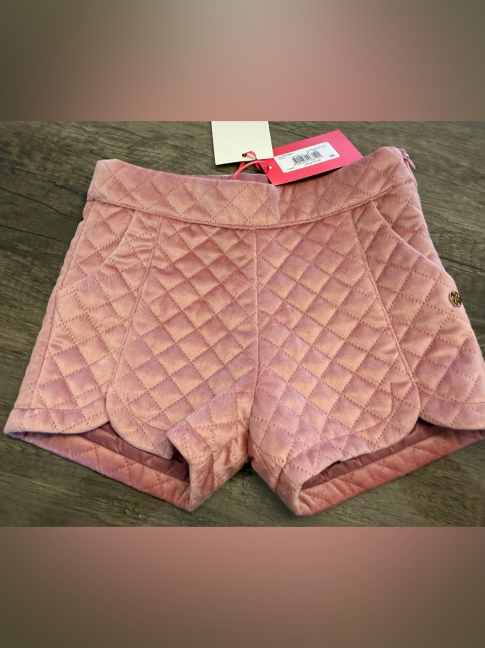 Lili Gaufrette Quilted Pink Scallop-Edge Shorts